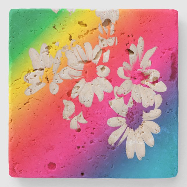 Regenbogenfarben Steinuntersetzer (Vorderseite)