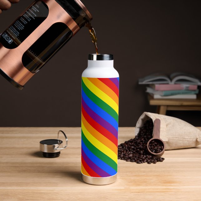 Regenbogenfarben, Streifen und Stolz, LGBT-Gemeins Trinkflasche (Kaffee)