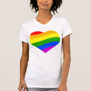Regenbogenfarben Striptes Herz T-Shirt