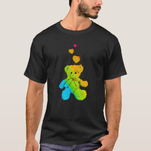 Regenbogenfarben-Teddybär mit Herzen Bunt 7 T-Shirt