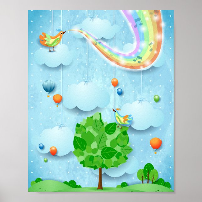 Regenbogenfarben und -baum poster (Vorne)