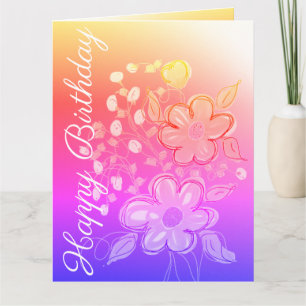 Regenbogenfarben und Blumen Karte
