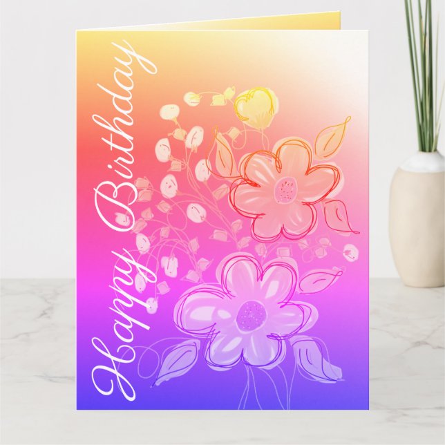 Regenbogenfarben und Blumen Karte (Vorderseite)