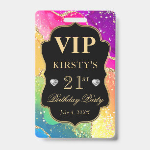 Regenbogenfarben und Gold Glitter Achat Geburtstag Ausweis