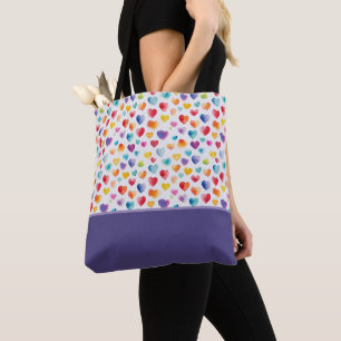 Regenbogenfarben Wasserfarben-Stil Herzen Farbbloc