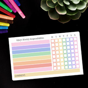 Regenbogenfarben Wöchentliche Aufgaben Chore-Chart Post-it Klebezettel