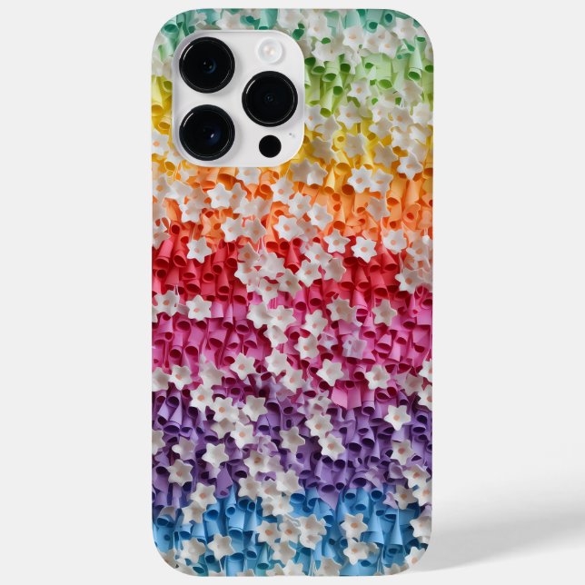 REGENBOGENFARBENE 3D-PAPERBLUMENBLÄTTER Case-Mate iPhone HÜLLE (Rückseite)