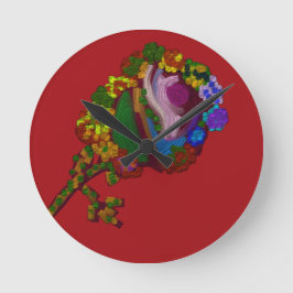 Regenbogenfarbene Blumen Runde Wanduhr