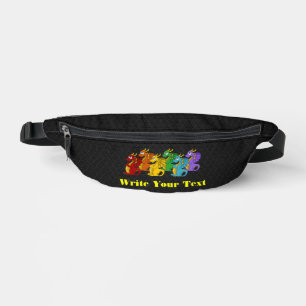 Regenbogenfarbene Drachen Cartoon  Bauchtasche