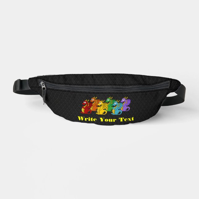 Regenbogenfarbene Drachen Cartoon  Bauchtasche (Vorderseite)