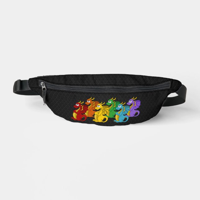 Regenbogenfarbene Drachen Cartoon  Bauchtasche (Vorderseite)