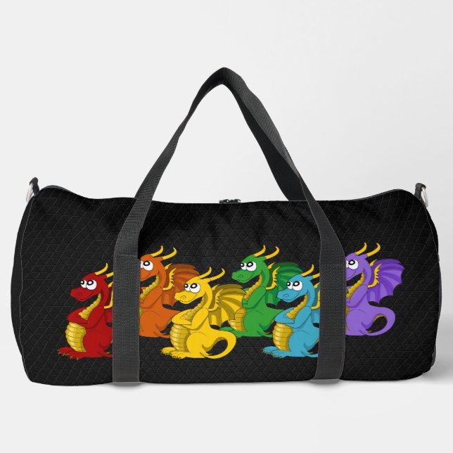 Regenbogenfarbene Drachen Cartoon  Duffle Bag (Vorderseite)