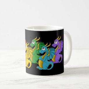 Regenbogenfarbene Drachen Cartoon Kaffeetasse