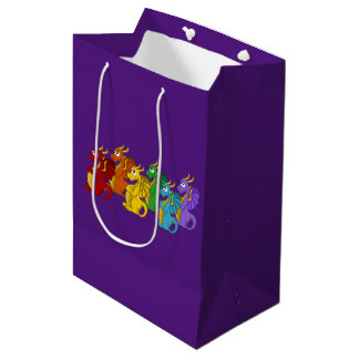 Regenbogenfarbene Drachen Cartoon  Mittlere Geschenktüte