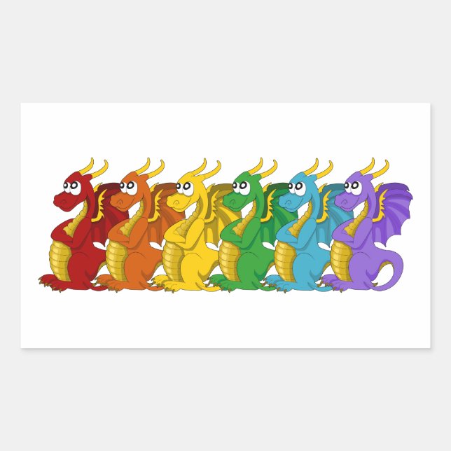 Regenbogenfarbene Drachen Cartoon Stickers (Vorderseite)