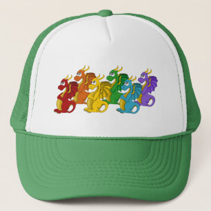 Regenbogenfarbene Drachen Cartoon  Truckerkappe