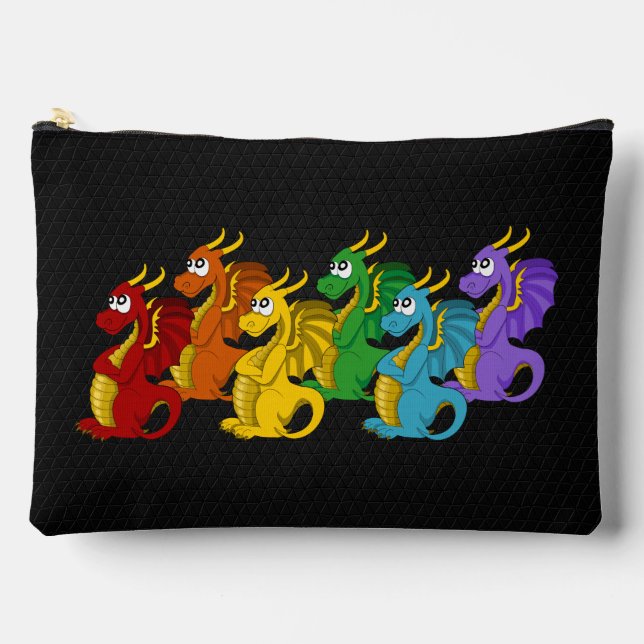 Regenbogenfarbene Drachen Cartoon  Zubehörtasche (Vorderseite)