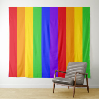 Regenbogenfarbene, fette Linien Figur Wandteppich