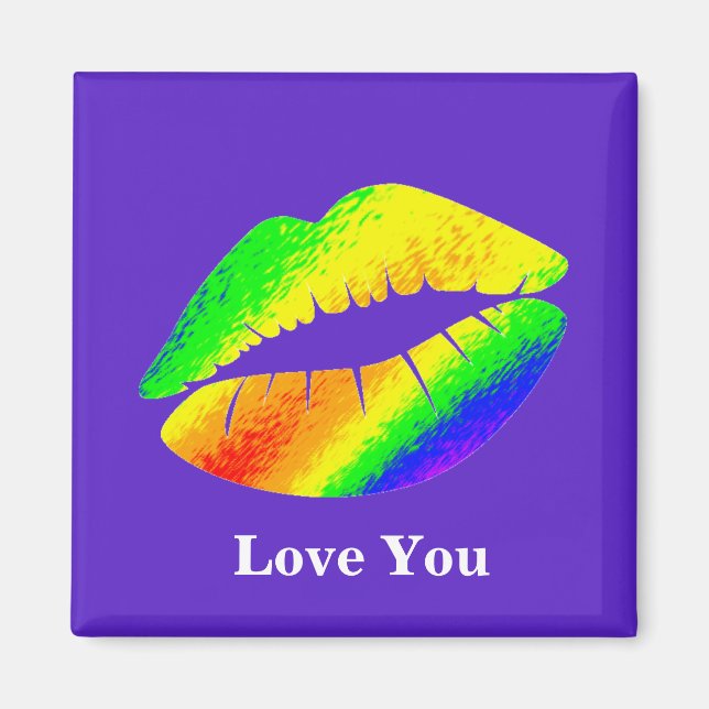 Regenbogenfarbene Lippen Magnet (Vorne)