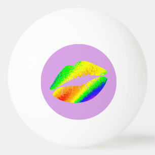 Regenbogenfarbene Lippen Tischtennisball