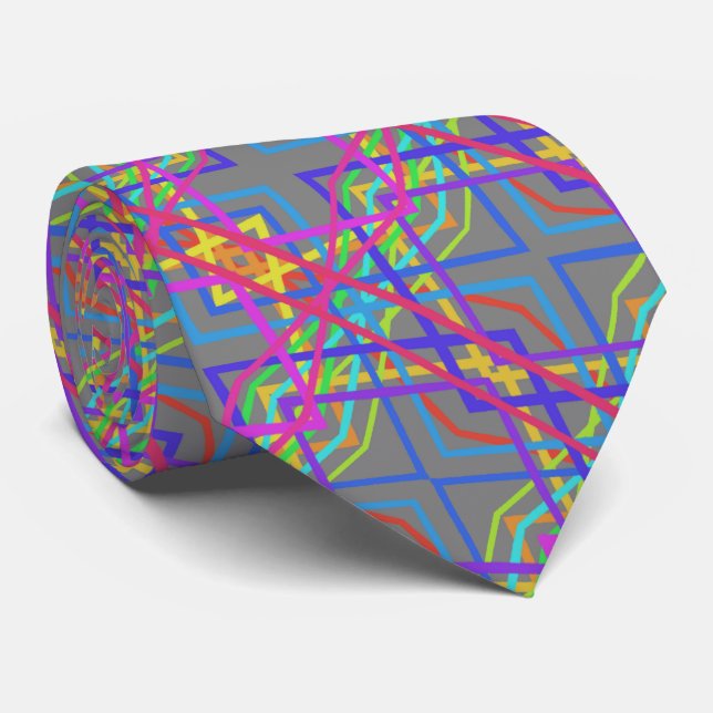 Regenbogenfarbene mechanische Liniendrawing auf Gr Krawatte (Gerollt)