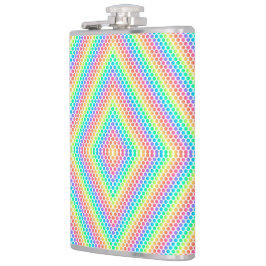 Regenbogenfarbene Metallflasche mit einem geometri Flachmann