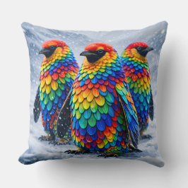 Regenbogenfarbene Pinguine/Luxus großes Kissen