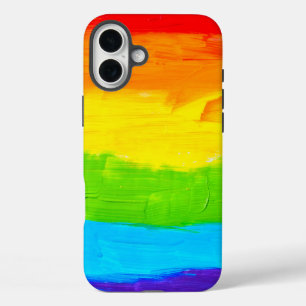 Regenbogenfarbene Pinselstriche iPhone 16 Plus Hülle