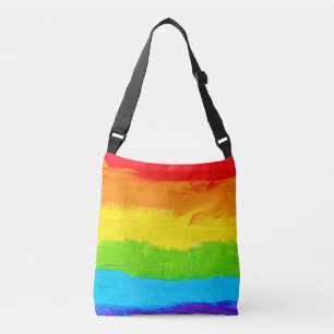 Regenbogenfarbene Pinselstriche Tragetaschen Mit Langen Trägern