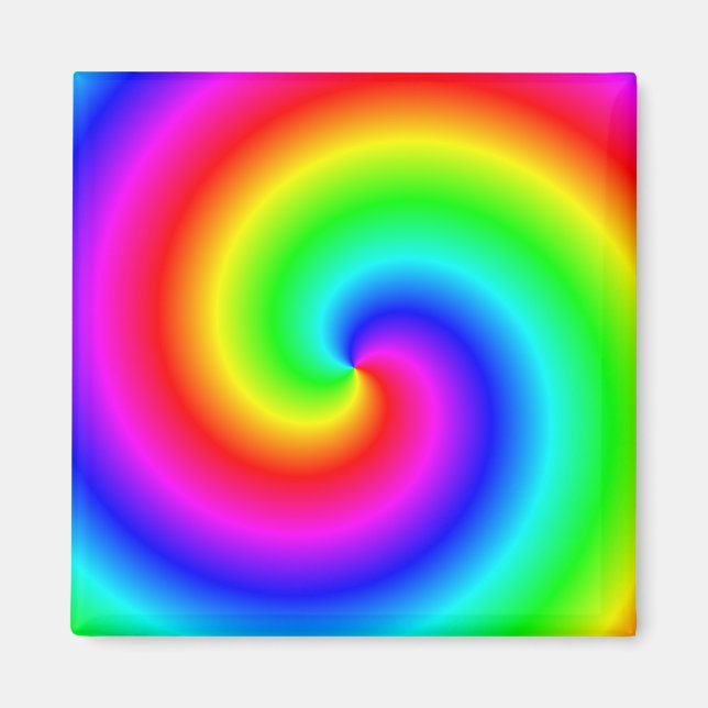 Regenbogenfarbene Spirale Magnet (Vorne)