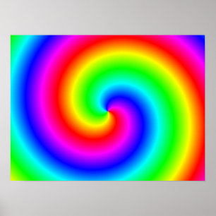 Regenbogenfarbene Spirale Poster