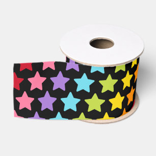 Regenbogenfarbene Sterne Druckband Ripsband