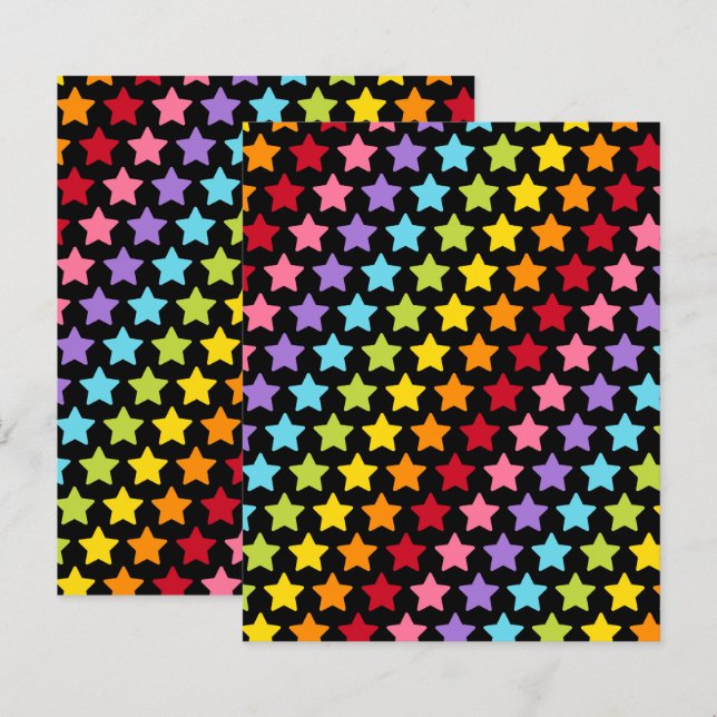 Regenbogenfarbene Sterne Scrapbook-Papiere (Vorne/Hinten)