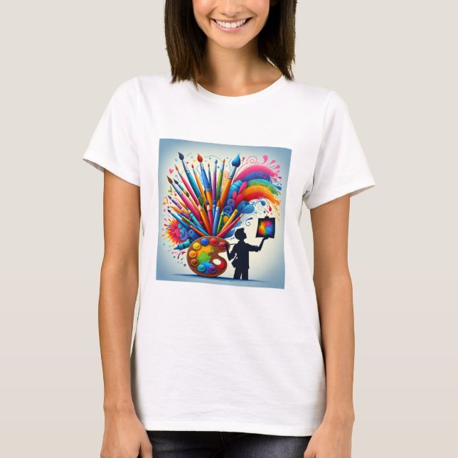 Regenbogenfarbene T-Shirts malen (Vorderseite)
