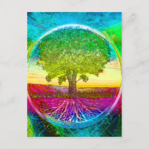 Regenbogenfarbener Baum des Lebens Postkarte