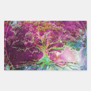 Regenbogenfarbener Baum des Lebens Rechteckiger Aufkleber