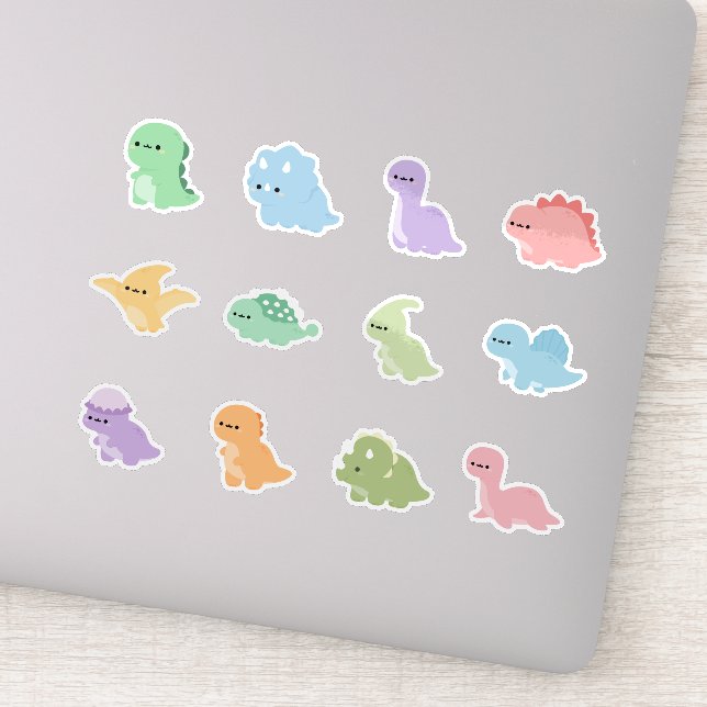 Regenbogenfarbener Dinosaurier Aufkleber (Detail)