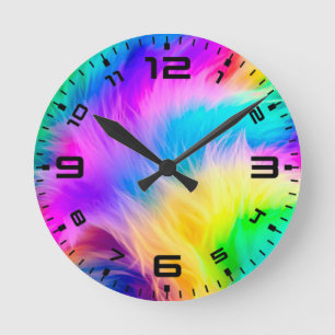 Regenbogenfarbenes Felldesign-75293 Runde Wanduhr