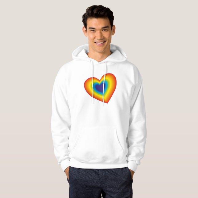 Regenbogenfarbenes Herz Hoodie (Vorne ganz)