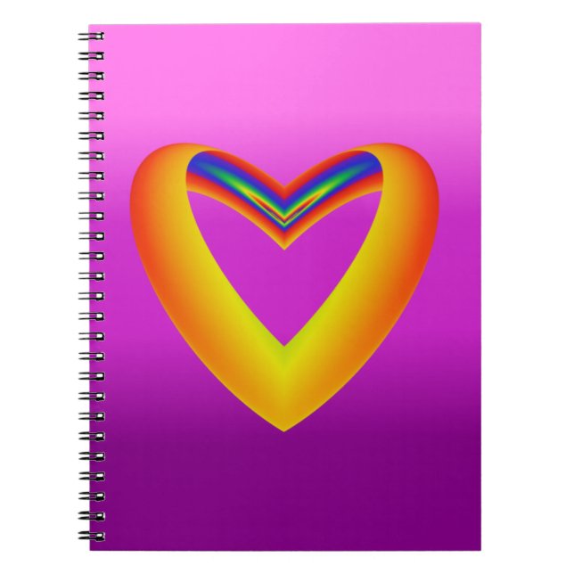 Regenbogenfarbenes Herz mit Lila Hintergrund Notizblock (Vorderseite)