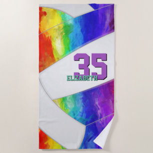 Regenbogenfarbenmädchen, sportlich strandtuch