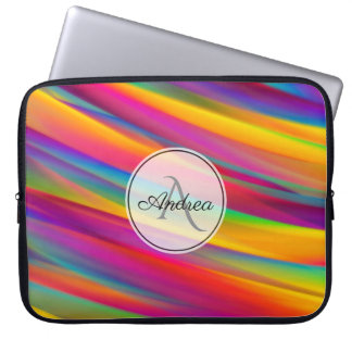 Regenbogenfarbverlauf abstraktes Monogramm Laptopschutzhülle