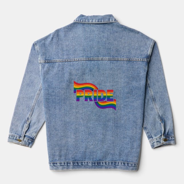 Regenbogenfest der Stolzfeier Jeansjacke (Rückseite)
