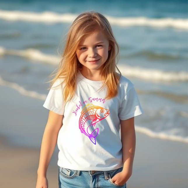 Regenbogenfisch im Sommer süchtig T-Shirt (Rainbow fish Hooked on Summer Kid)