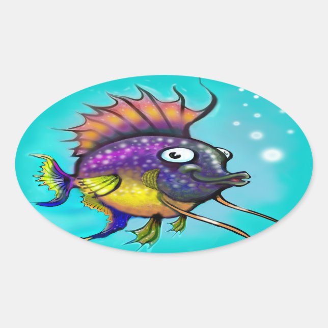 Regenbogenfisch Ovaler Aufkleber (Vorderseite)