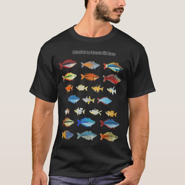 Regenbogenfisch-Schwarm T-Shirt (Vorderseite)