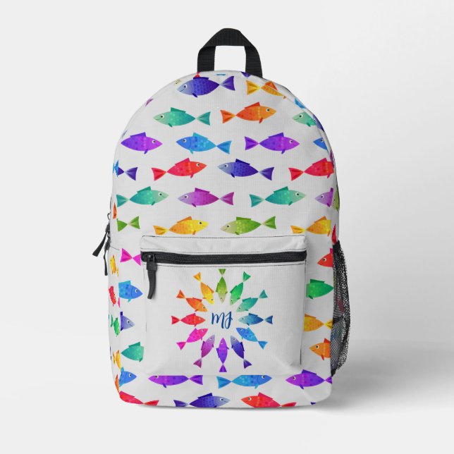 Regenbogenfische im Ozean niedliche bunte Muster Bedruckter Rucksack (Vorderseite)