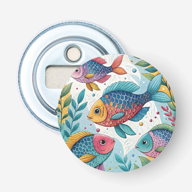 Regenbogenfische unter Wasser Flaschenöffner (Vorderseite)