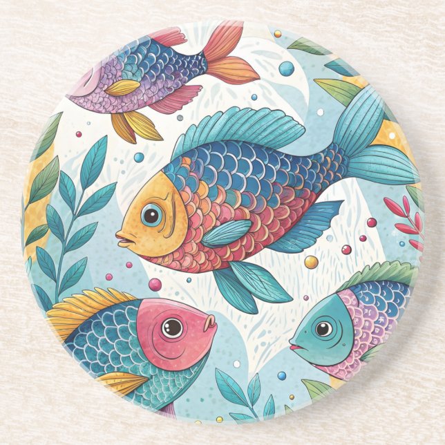 Regenbogenfische unter Wasser Getränkeuntersetzer (Vorne)