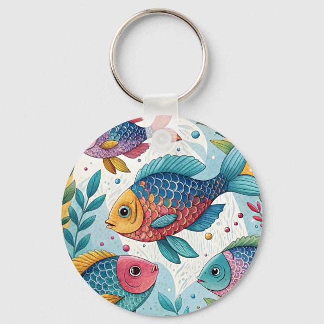 Regenbogenfische unter Wasser Schlüsselanhänger (Vorderseite)